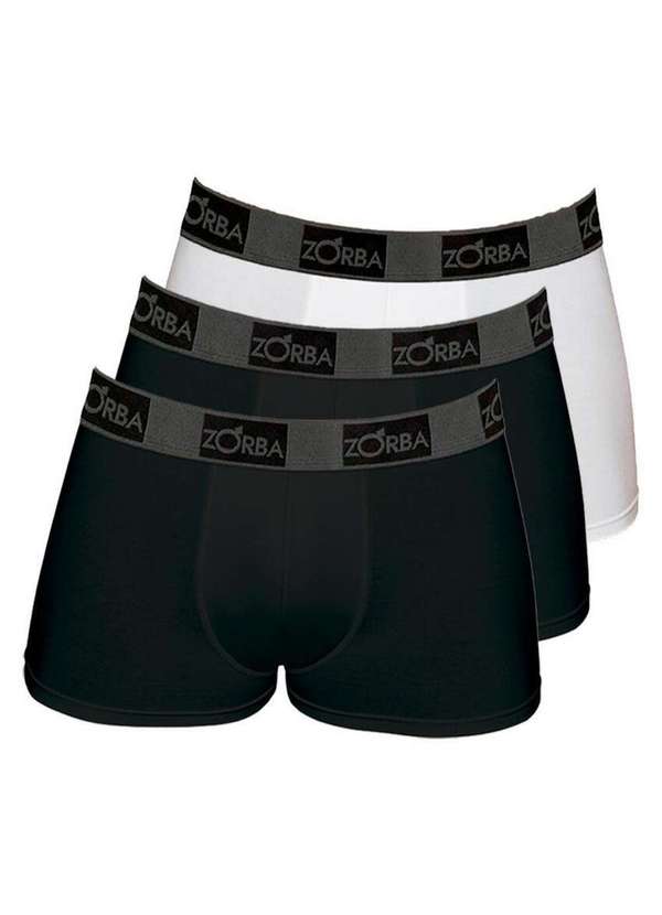 Zorba - Kit com 3 Cuecas Boxer Zorba 717 Preto-Branco