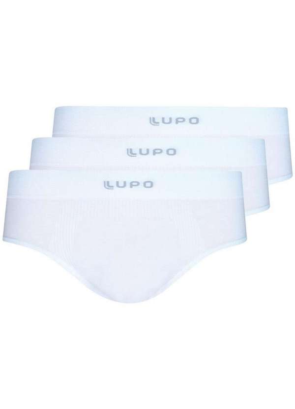 Lupo - Kit com 3 Cuecas Slip Lupo 681-001 Branco