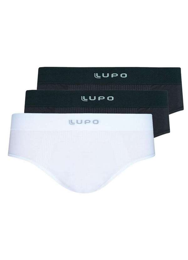 Lupo - Kit com 3 Cuecas Slip Lupo 681-001 Grafite-Branco
