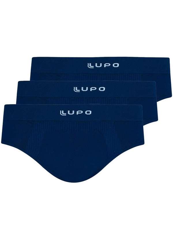 Lupo - Kit com 3 Cuecas Slip Lupo 681-001 Marinho