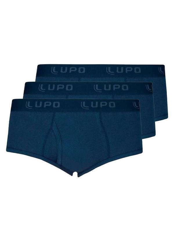 Lupo - Kit com 3 Cuecas Slip Lupo com Abertura 546-002 Marinho