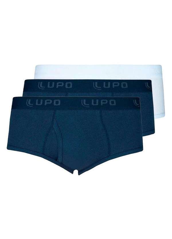 Lupo - Kit com 3 Cuecas Slip Lupo com Abertura 546-002 Marinho-Branco
