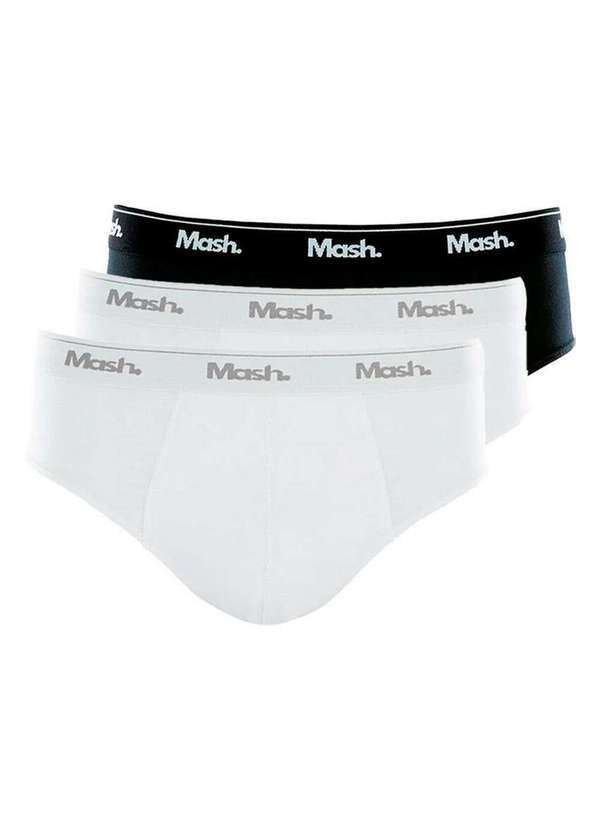 Mash - Kit com 3 Cuecas Slip Mash 073.58 Branco-Preto