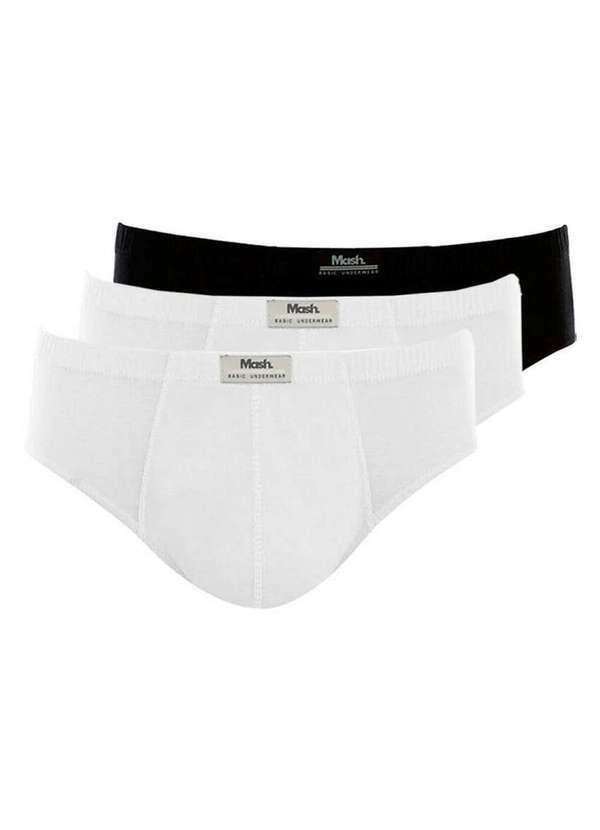 Mash - Kit com 3 Cuecas Slip Mash 074.58 Branco-Preto