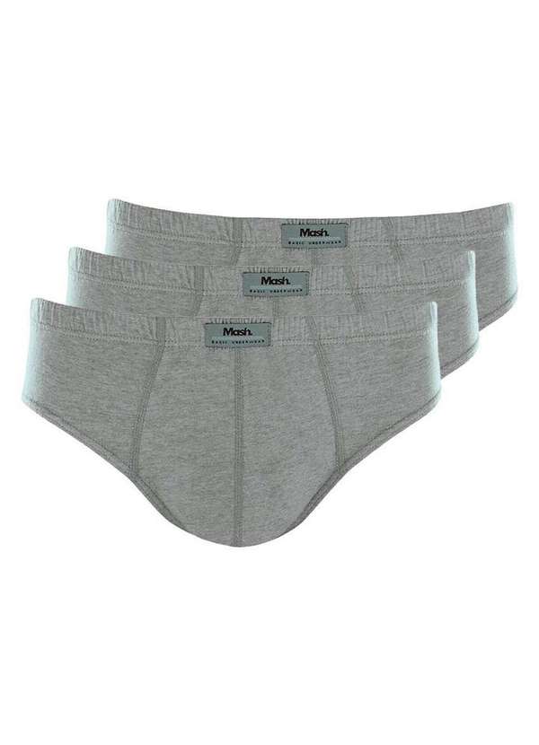 Mash - Kit com 3 Cuecas Slip Mash 074.58 Cinza-Mescla