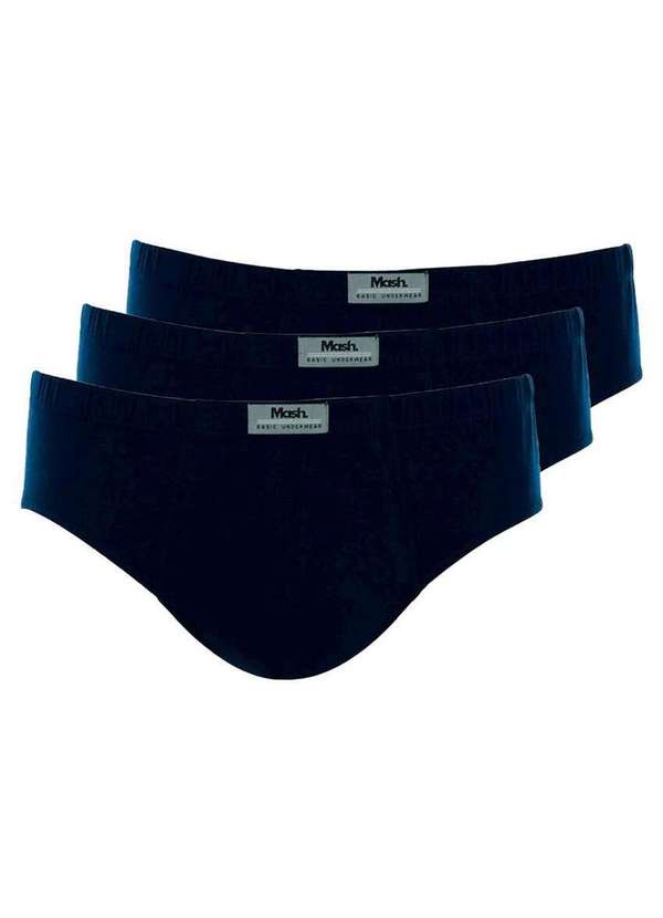 Mash - Kit com 3 Cuecas Slip Mash 074.58 Marinho
