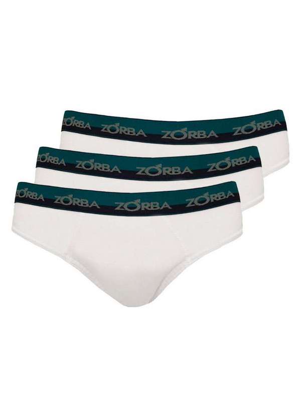 Zorba - Kit com 3 Cuecas Slip Zorba 0764 Branco