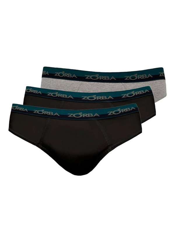 Zorba - Kit com 3 Cuecas Slip Zorba 0764 Preto-Grafite