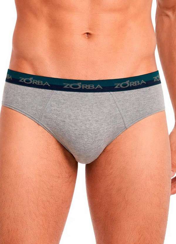 Zorba - Kit com 3 Cuecas Slip Zorba 0764 Preto-Grafite 3