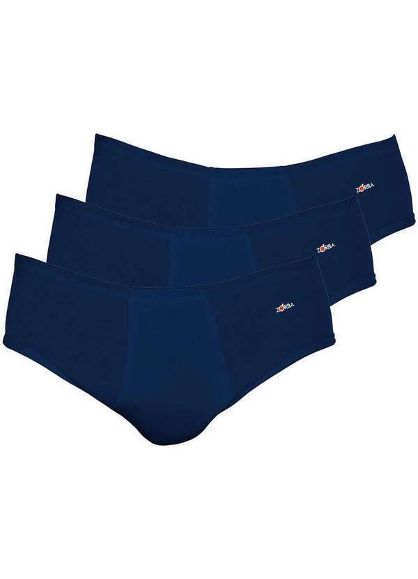Zorba - Kit com 3 Cuecas Slip Zorba com Abertura 172 Plus Size Marinho