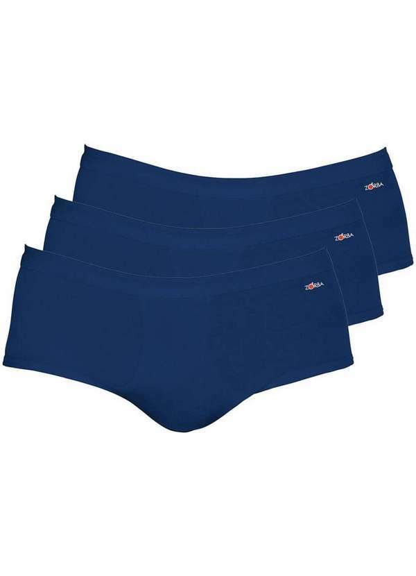 Zorba - Kit com 3 Cuecas Slip Zorba com Abertura 185 Marinho