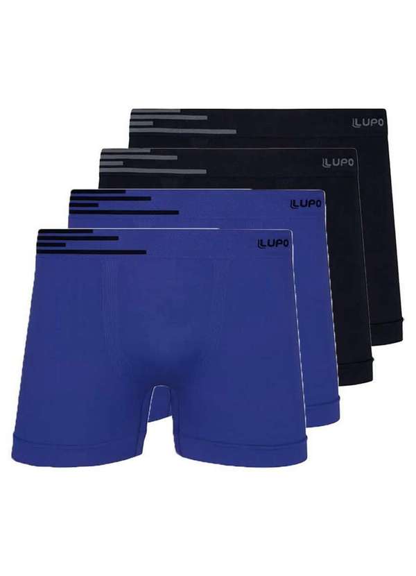 Lupo - Kit com 4 Cuecas Boxer Lupo 436-088 Azul-Náutico-Preto