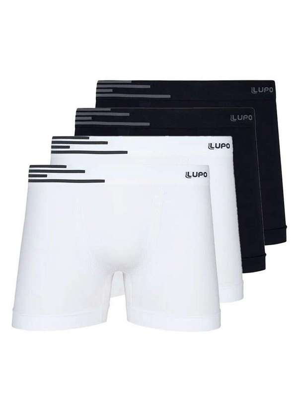 Lupo - Kit com 4 Cuecas Boxer Lupo 436-088 Branco-Preto