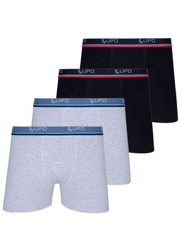 Lupo - Kit com 4 Cuecas Boxer Lupo 523-088 Cinza-Preto