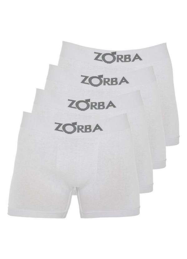 Zorba - Kit com 4 Cuecas Boxer Zorba 781 Branco