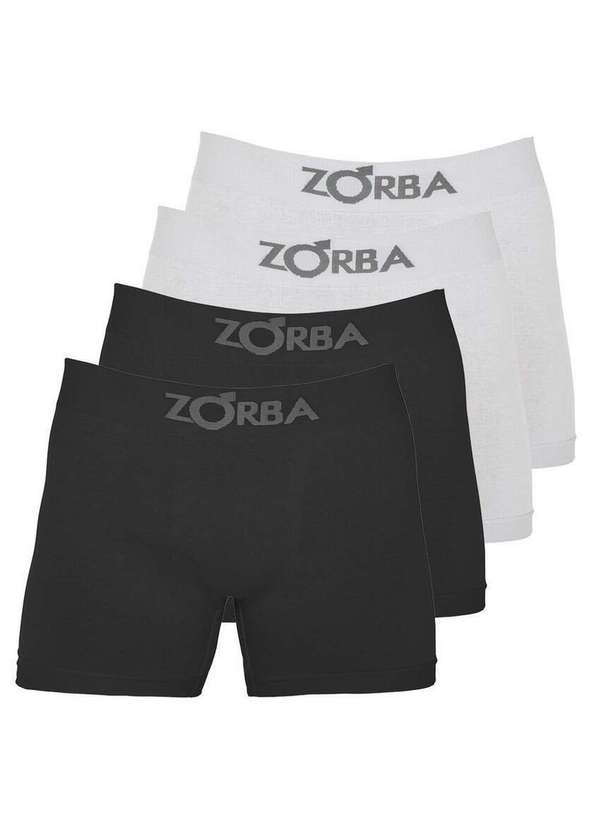 Zorba - Kit com 4 Cuecas Boxer Zorba 781 Preto-Branco