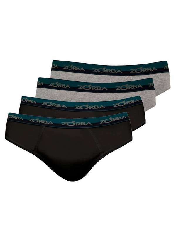 Zorba - Kit com 4 Cuecas Slip Zorba 0764 Preto-Grafite