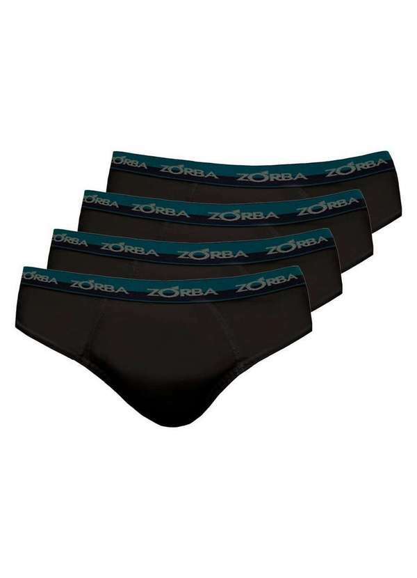 Zorba - Kit com 4 Cuecas Slip Zorba 0764 Preto