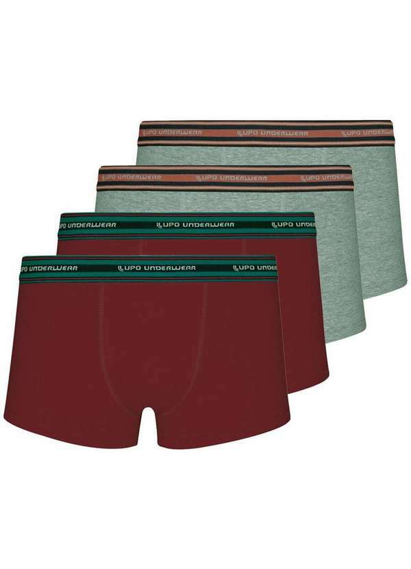 Lupo - Kit com 4 Cuecas Sunga Lupo 460-003 Marsala-Cinza-Mescla