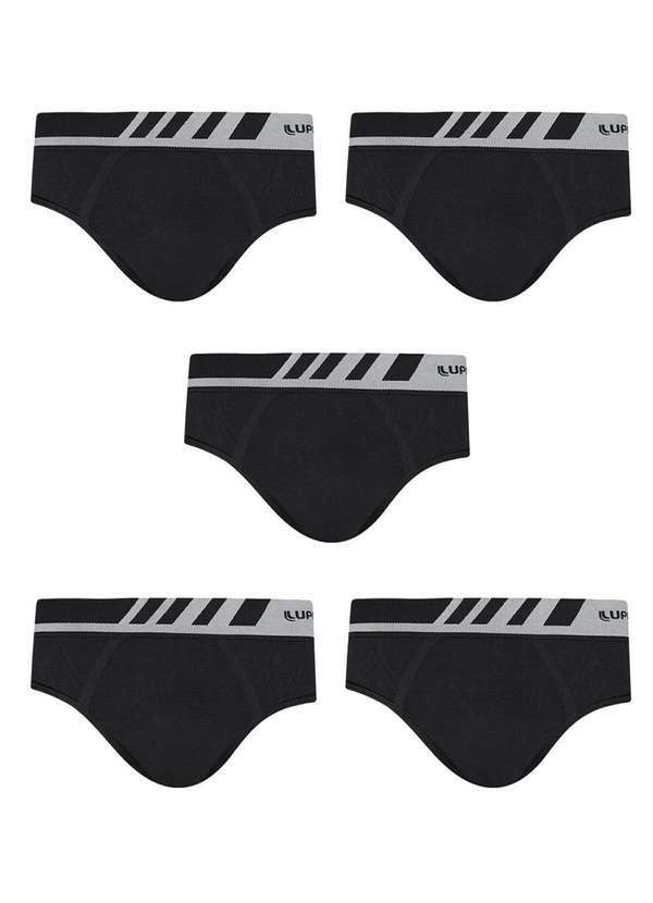 Lupo - Kit com 5 Cuecas Lupo Slip Microfibra 691-002 Preto