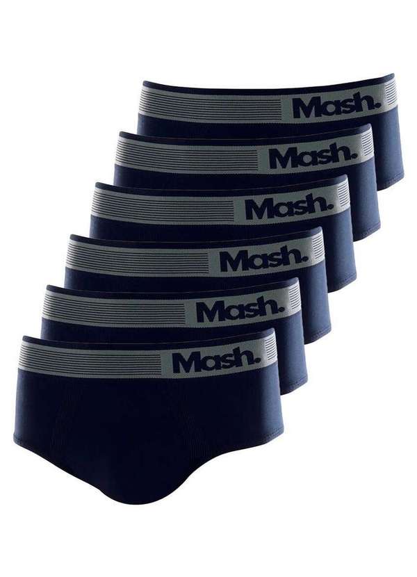 Mash - Kit com 6 Cueca Slip Mash 713.02 Cinza-Azul