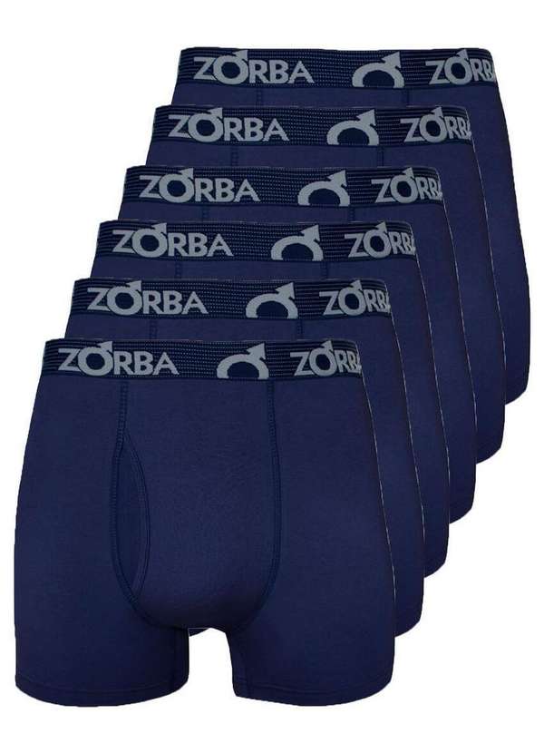 Zorba - Kit com 6 Cuecas Boxer com Abertura Zorba 848 Marinho
