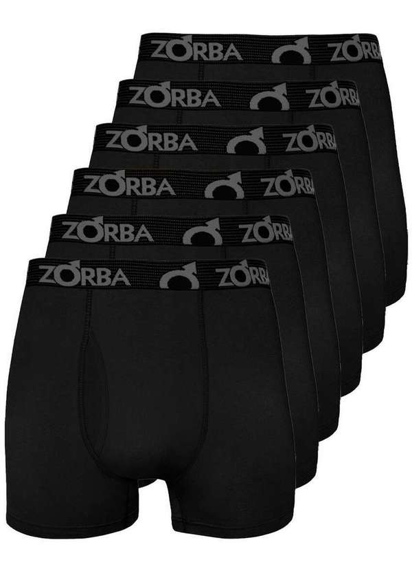 Zorba - Kit com 6 Cuecas Boxer com Abertura Zorba 848 Preto