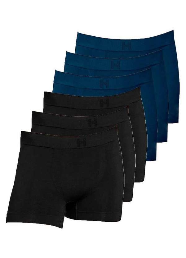 Hope - Kit com 6 Cuecas Boxer Hope Smc61020 Preto-Azul