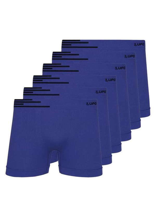 Lupo - Kit com 6 Cuecas Boxer Lupo 436-002 Azul-Nautico