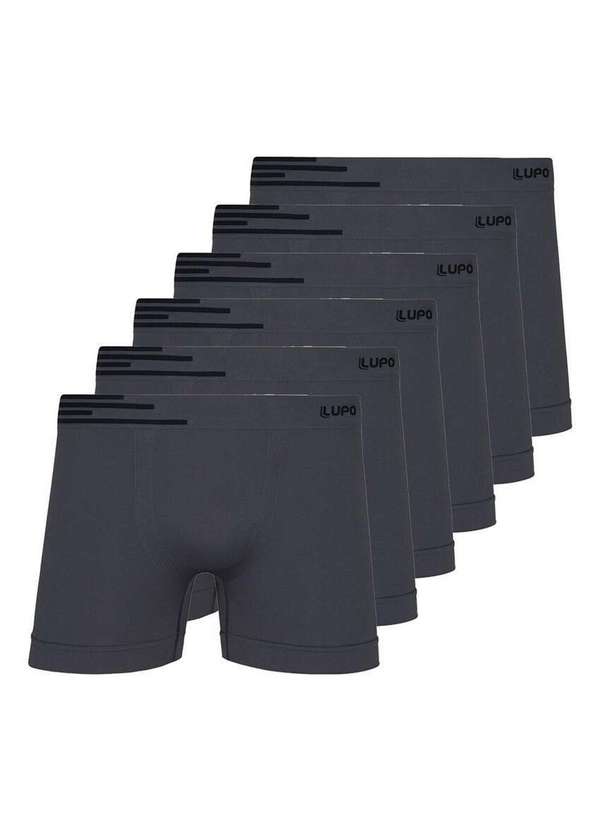 Lupo - Kit com 6 Cuecas Boxer Lupo 436-002 Grafite