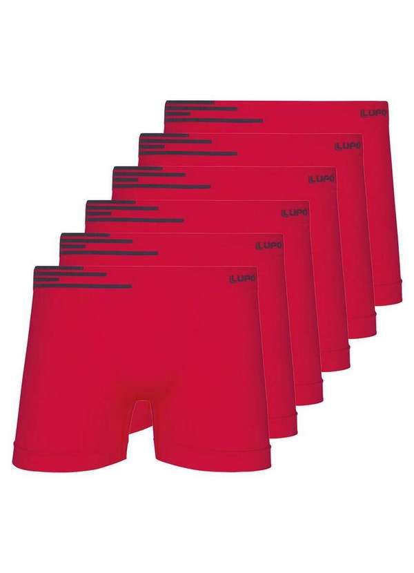Lupo - Kit com 6 Cuecas Boxer Lupo 436-002 Vermelho