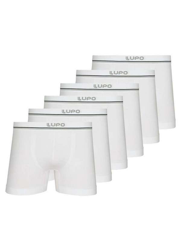 Lupo - Kit com 6 Cuecas Boxer Lupo 436-003 Branco