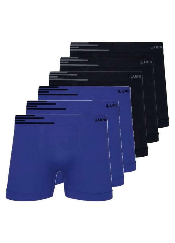 Lupo - Kit com 6 Cuecas Boxer Lupo 436-088 Azul-Náutico-Preto