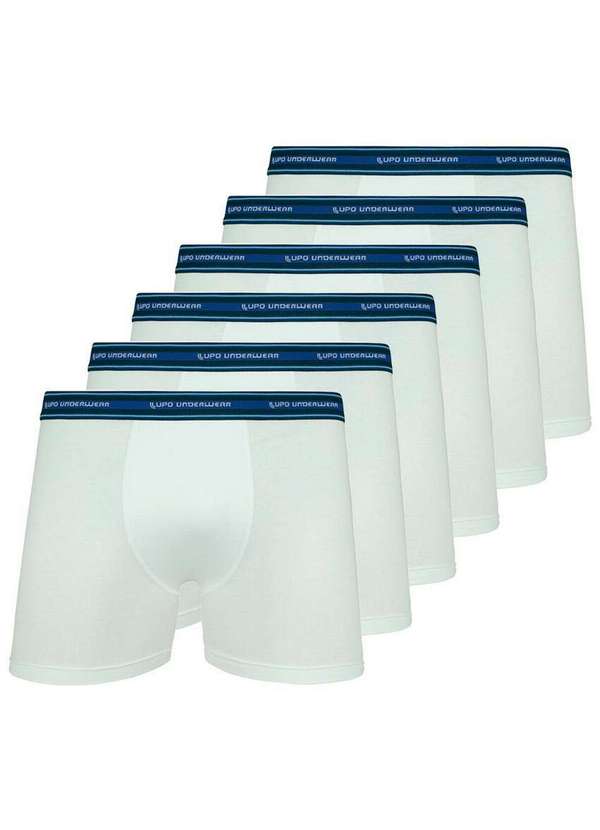 Lupo - Kit com 6 Cuecas Boxer Lupo 523-003 Branco