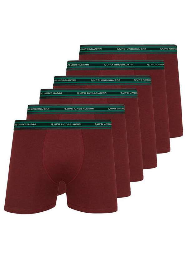 Lupo - Kit com 6 Cuecas Boxer Lupo 523-003 Marsala