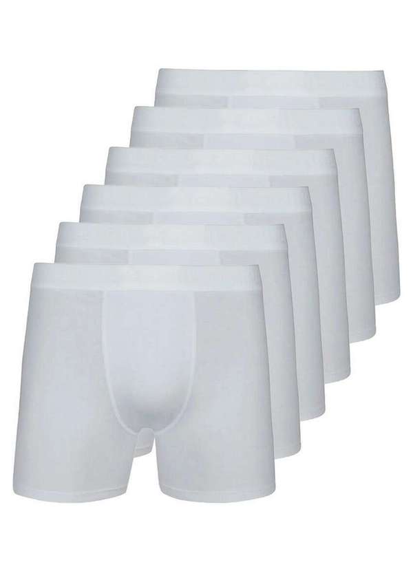 Lupo - Kit com 6 Cuecas Boxer Lupo 615-002 Branco