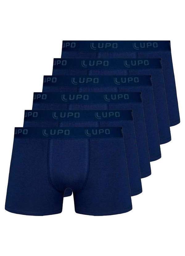 Lupo - Kit com 6 Cuecas Boxer Lupo 615-002 Marinho