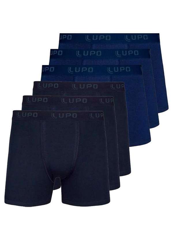 Lupo - Kit com 6 Cuecas Boxer Lupo 615-002 Preto-Marinho