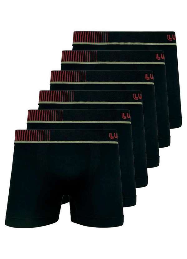 Lupo - Kit com 6 Cuecas Boxer Lupo 671-003 Preto