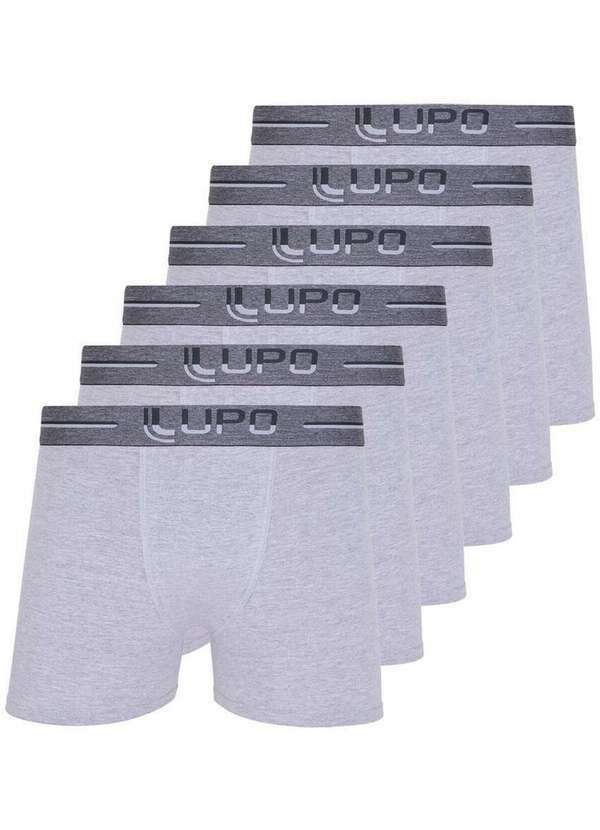 Lupo - Kit com 6 Cuecas Boxer Lupo 784-016 Cinza