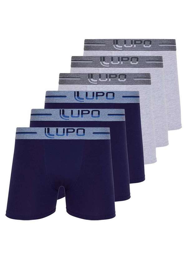Lupo - Kit com 6 Cuecas Boxer Lupo 784-016 Marinho-Cinza