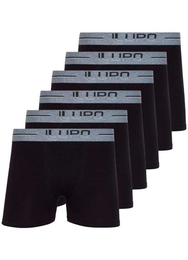 Lupo - Kit com 6 Cuecas Boxer Lupo 784-016 Preto