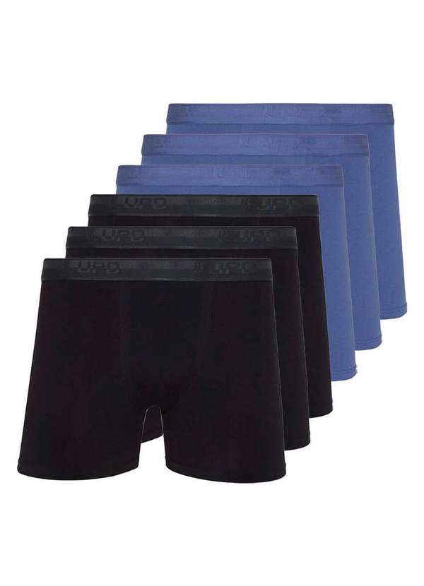 Lupo - Kit com 6 Cuecas Boxer Lupo 784-017 Preto-Azul