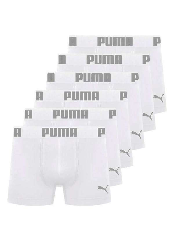 Puma - Kit com 6 Cuecas Boxer Puma 14100-001 Branco