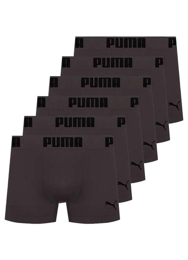 Puma - Kit com 6 Cuecas Boxer Puma 14100-001 Chumbo