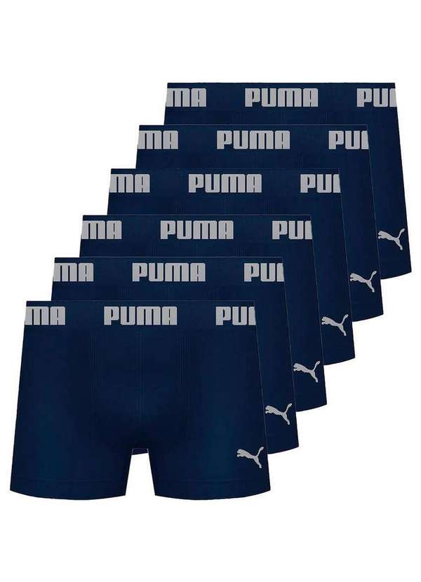 Puma - Kit com 6 Cuecas Boxer Puma 14100-001 Marinho