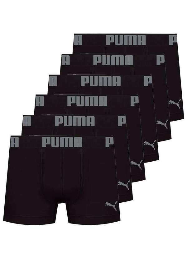 Puma - Kit com 6 Cuecas Boxer Puma 14100-001 Preto