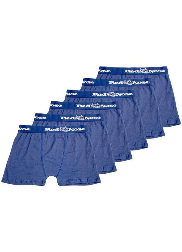 Red Nose - Kit com 6 Cuecas Boxer Red Nose 320 Azul