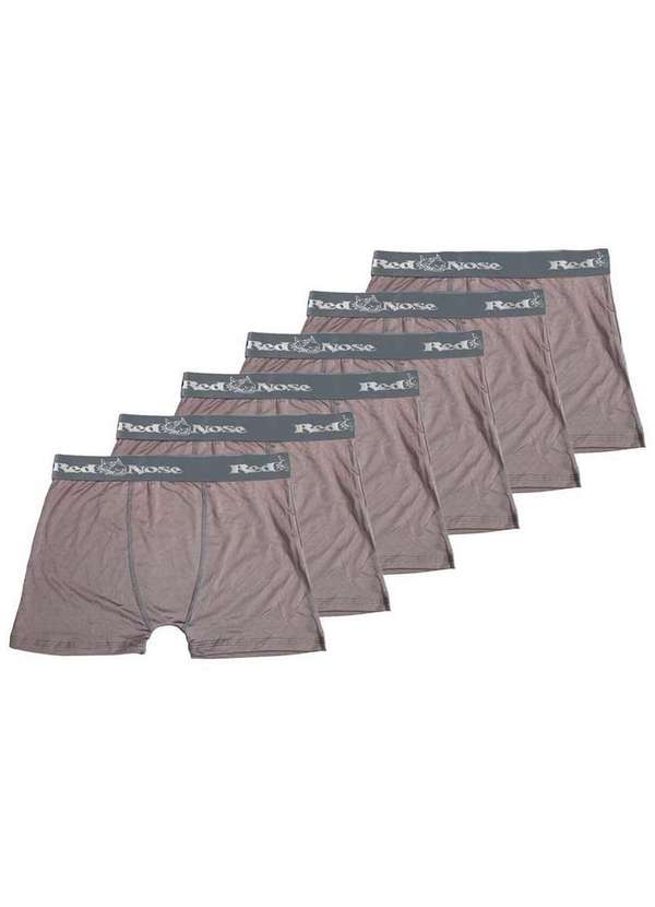 Red Nose - Kit com 6 Cuecas Boxer Red Nose 320 Cinza
