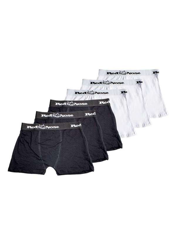 Red Nose - Kit com 6 Cuecas Boxer Red Nose 320 Preto-Branco